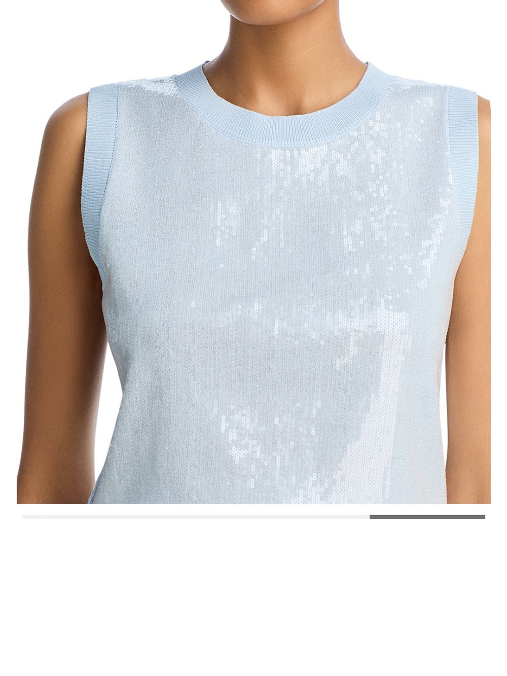 Aqua Light Blue Sequin Sleeveless Knit Top